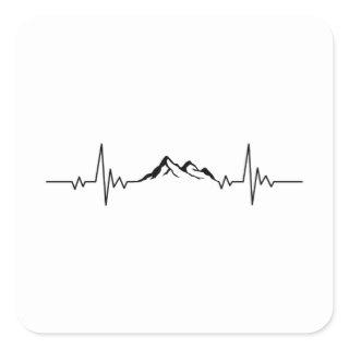 MOUNTAIN HEARTBEAT Funny Hiking Hikers Wanderer Square Sticker