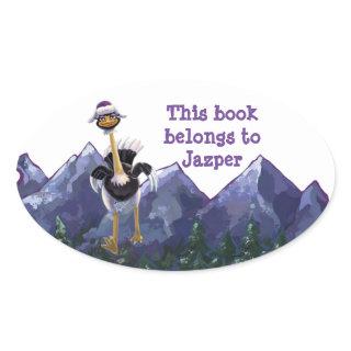 Mountain Running Ostrich Bookplate