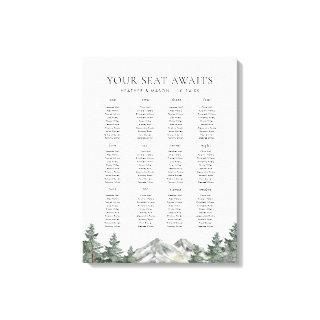 Mountain Wedding 12 Tables Wedding Seating Chart Canvas Print