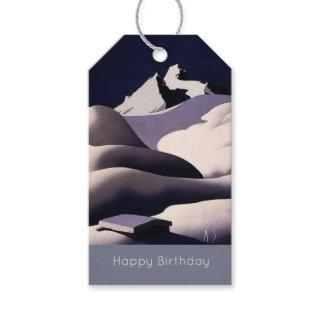 Mountains And Hills of Snow in Winter Birthday Gift Tags