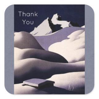 Mountains And Hills of Snow in Winter Thank You Square Sticker