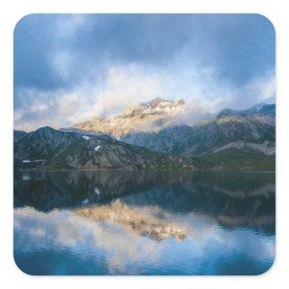 Mountains and Lake Scenic Nature Photo Square Sticker