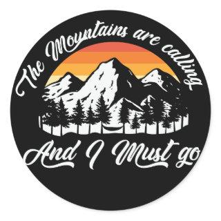 Mountains Hiking Adventure  Classic Round Sticker