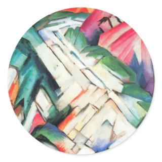 Mountains (Landscape) by Franz Marc, Vintage Art Classic Round Sticker