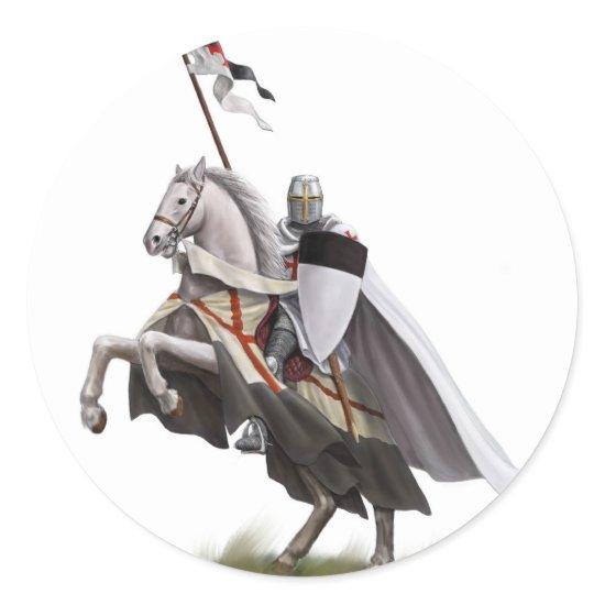 Mounted Knight Templar Classic Round Sticker