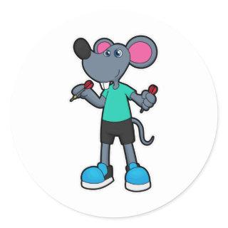 Mouse as Dart player with Darts Classic Round Sticker
