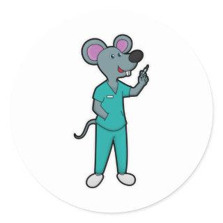 Mouse as Nurse at Vaccination with Syringe Classic Round Sticker