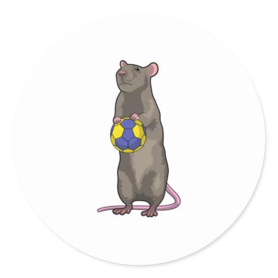 Mouse at Handball Sports Classic Round Sticker