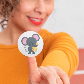 Mouse Eating Cheese Classic Round Sticker