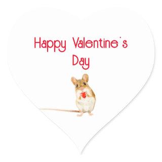 Mouse Holding Heart Valentine Sticker