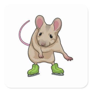 Mouse Ice skating Ice skates Square Sticker