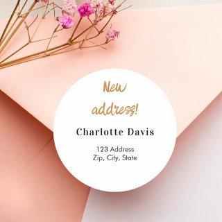 Moved new address classic round sticker