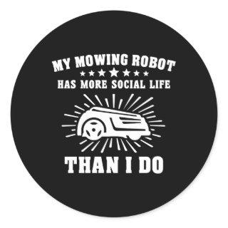 Mowing Robot Lawn Mower Robot Lawnmowing Classic Round Sticker