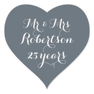 Mr and Mrs 25th wedding anniversary small custom Heart Sticker