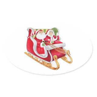 mr and mrs claus oval sticker