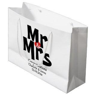 Mr and Mrs Modern Personalized Black And Red Large Gift Bag