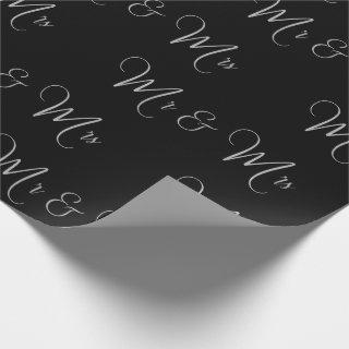 Mr. And Mrs. Script Black White Chic Gift