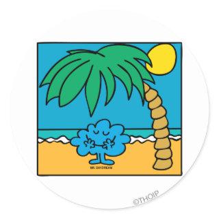 Mr. Daydream Beach Scene Classic Round Sticker