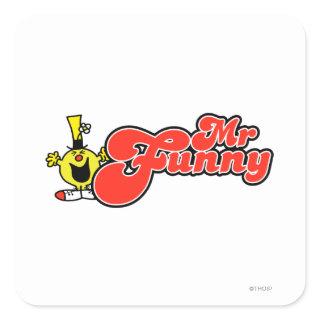 Mr. Funny | Red Lettering Square Sticker