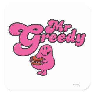 Mr. Greedy Enjoying Dessert Square Sticker