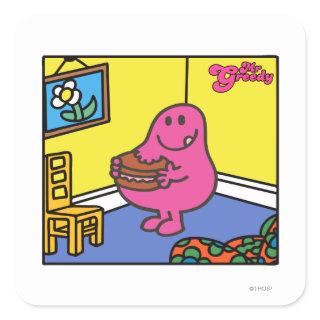 Mr. Greedy | Living Room Eating Square Sticker