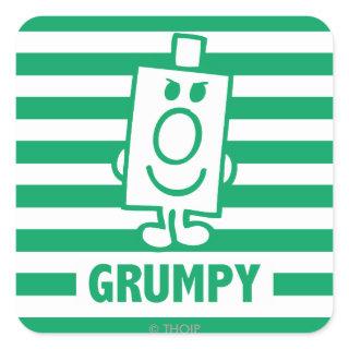 Mr Grumpy | Mischievous Grin and Green Stripes Square Sticker