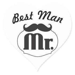 Mr. Hipster Funny Moustache Best Man Heart Sticker
