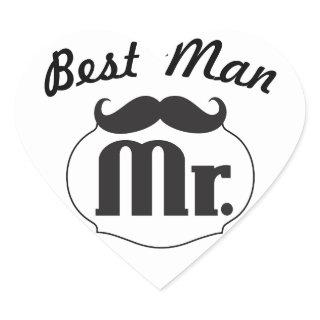 Mr. Hipster Funny Moustache Best Man Heart Sticker