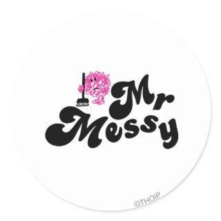 Mr. Messy | Cleaning With Broom Classic Round Sticker