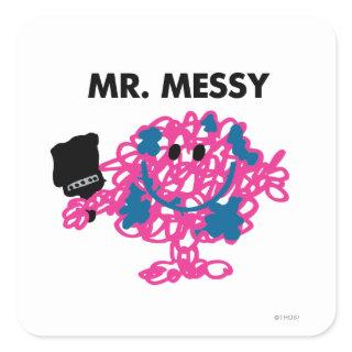 Mr. Messy Holding A Paintbrush Square Sticker