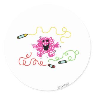 Mr. Messy Playing With Crayons Classic Round Sticker