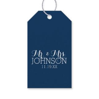 Mr & Mrs Wedding Favor Solid Color Navy Blue Gift Tags