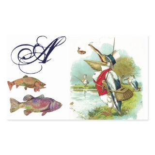 MR PELICAN FISHING MONOGRAM RECTANGULAR STICKER