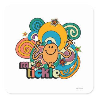 Mr. Tickle | Psychedelic Swirls, Stars, & Flowers Square Sticker