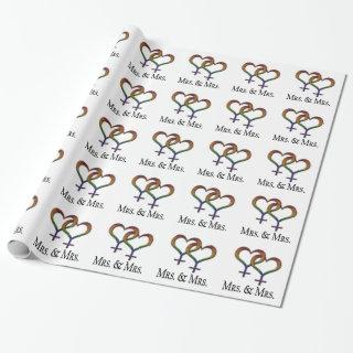 Mrs. and Mrs. Lesbian Pride Rainbow Symbols