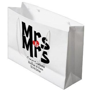 Mrs and Mrs Modern Personalized Black And Red Large Gift Bag