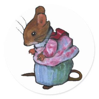 Mrs. Tittlemouse, After Beatrix Potter: Oil Pastel Classic Round Sticker
