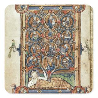 Ms 21926 The Tree of Jesse from a psalter Square Sticker
