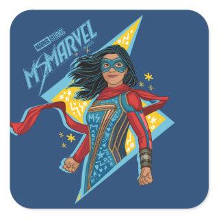Ms. Marvel | Heroic Lightning Bolt Doodle Square Sticker