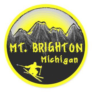 Mt. Brighton Michigan skier Classic Round Sticker