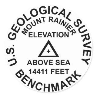 Mt. Rainer USGS Style Benchmark Classic Round Sticker