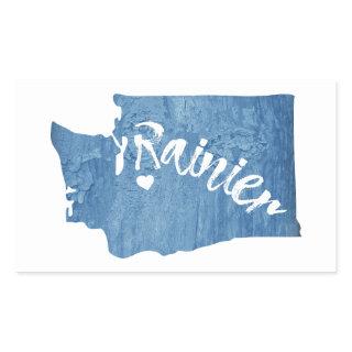 Mt. Rainier Washington Wood Grain Rectangular Sticker