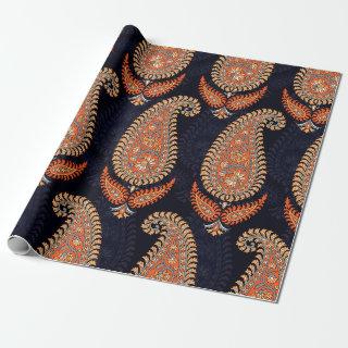 Mughal floral motif pattern on navy