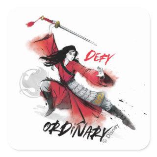 Mulan "Defy Ordinary" Watercolor Square Sticker