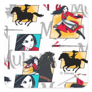 Mulan Illustrated Panels Pattern Square Sticker