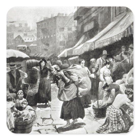 Mulberry Bend Italian Colony in New York Square Sticker