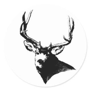Mule deer buck classic round sticker