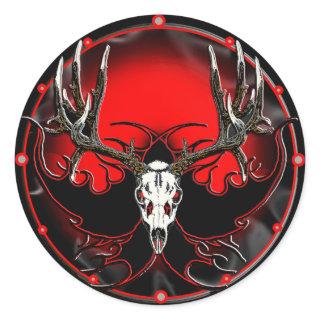 Mule deer skull classic round sticker