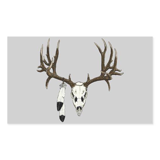 Mule deer skull eagle feather rectangular sticker