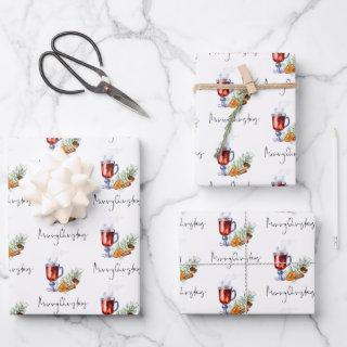 Mulled Wine Pattern Merry Christmas Script  Sheets